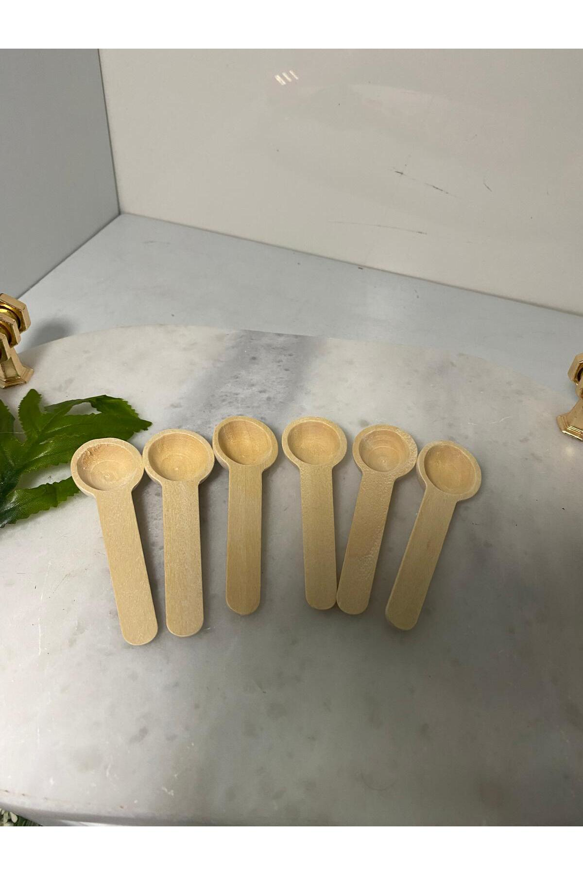Elif Aksesuar Ahşap Mini Ölçü Baharat Kaşığı 6 Lı