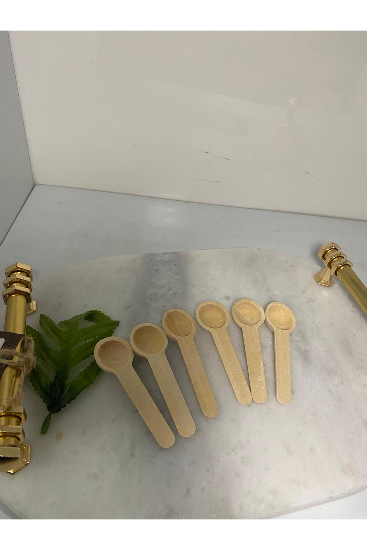 Elif Aksesuar Ahşap Mini Ölçü Baharat Kaşığı 6 Lı