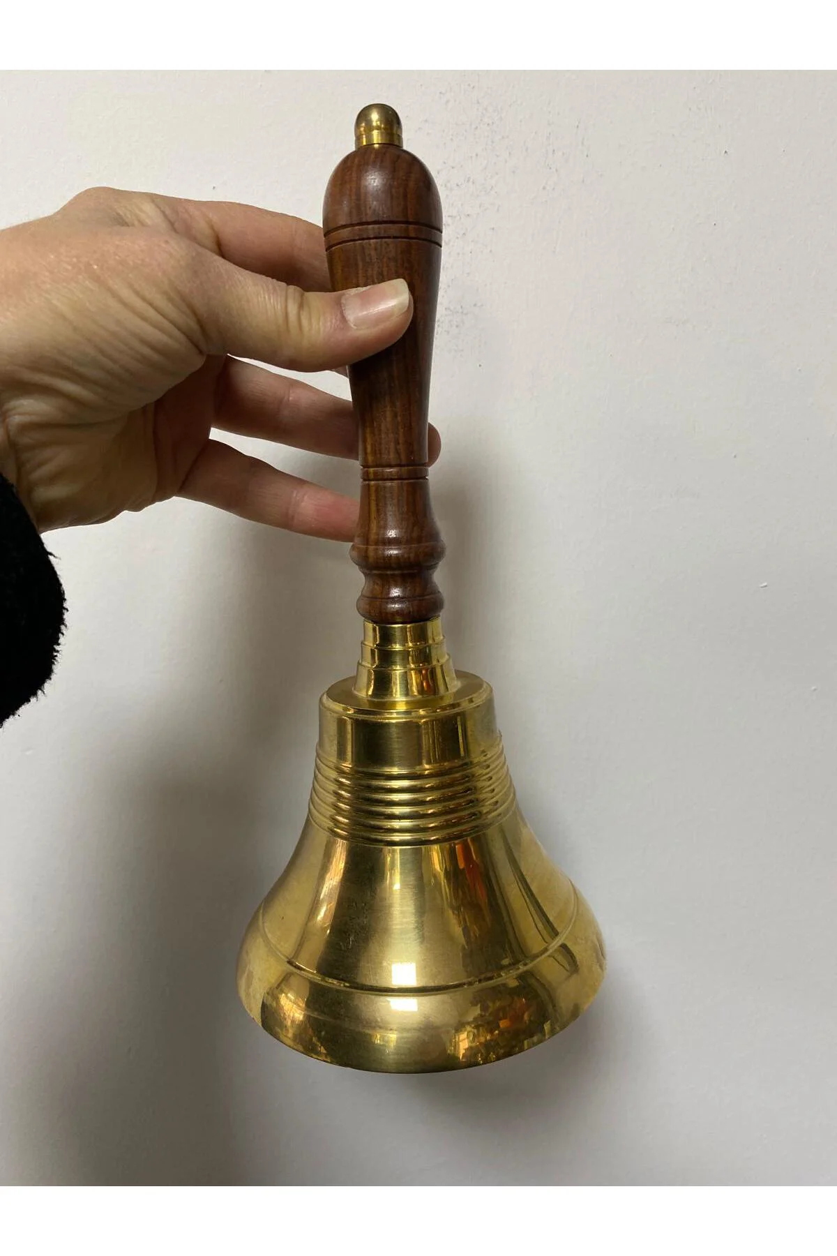 Ahşap Pirinç El Çanı 24 cm