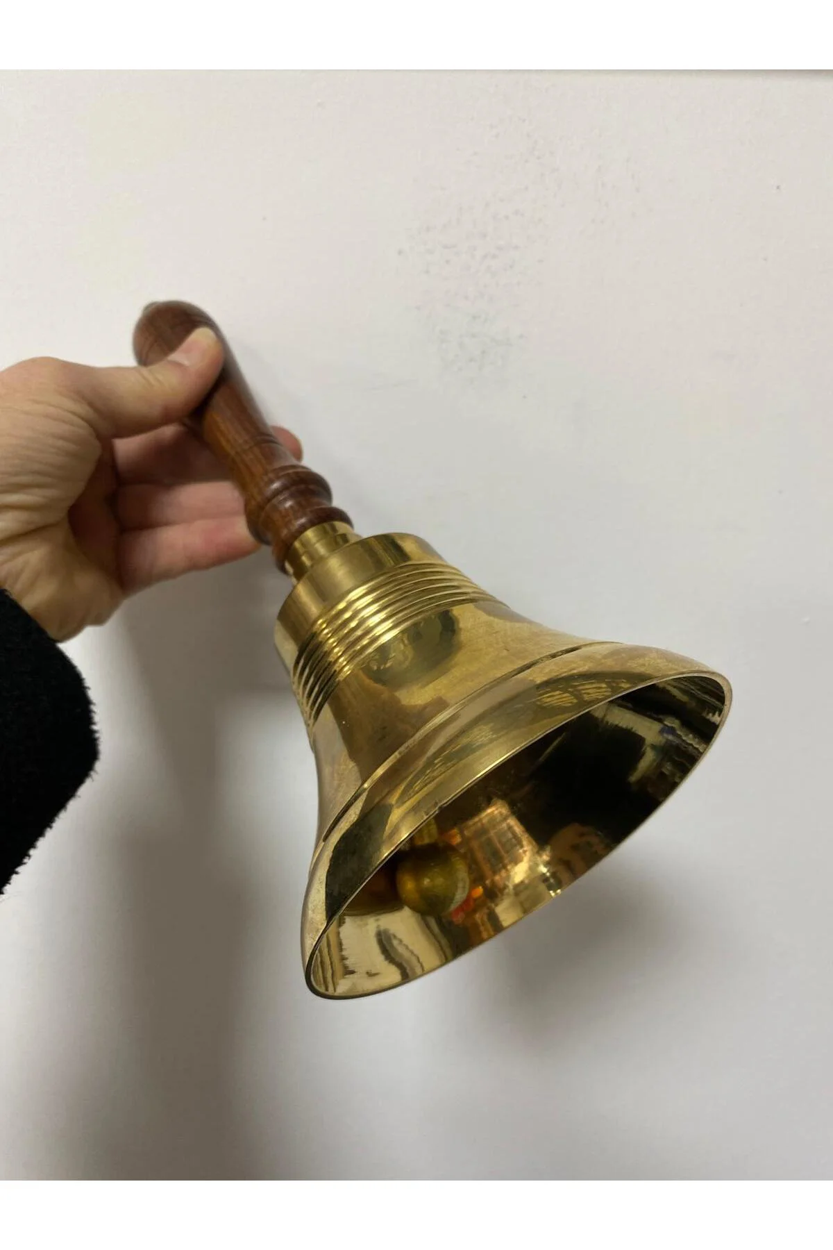 Ahşap Pirinç El Çanı 24 cm