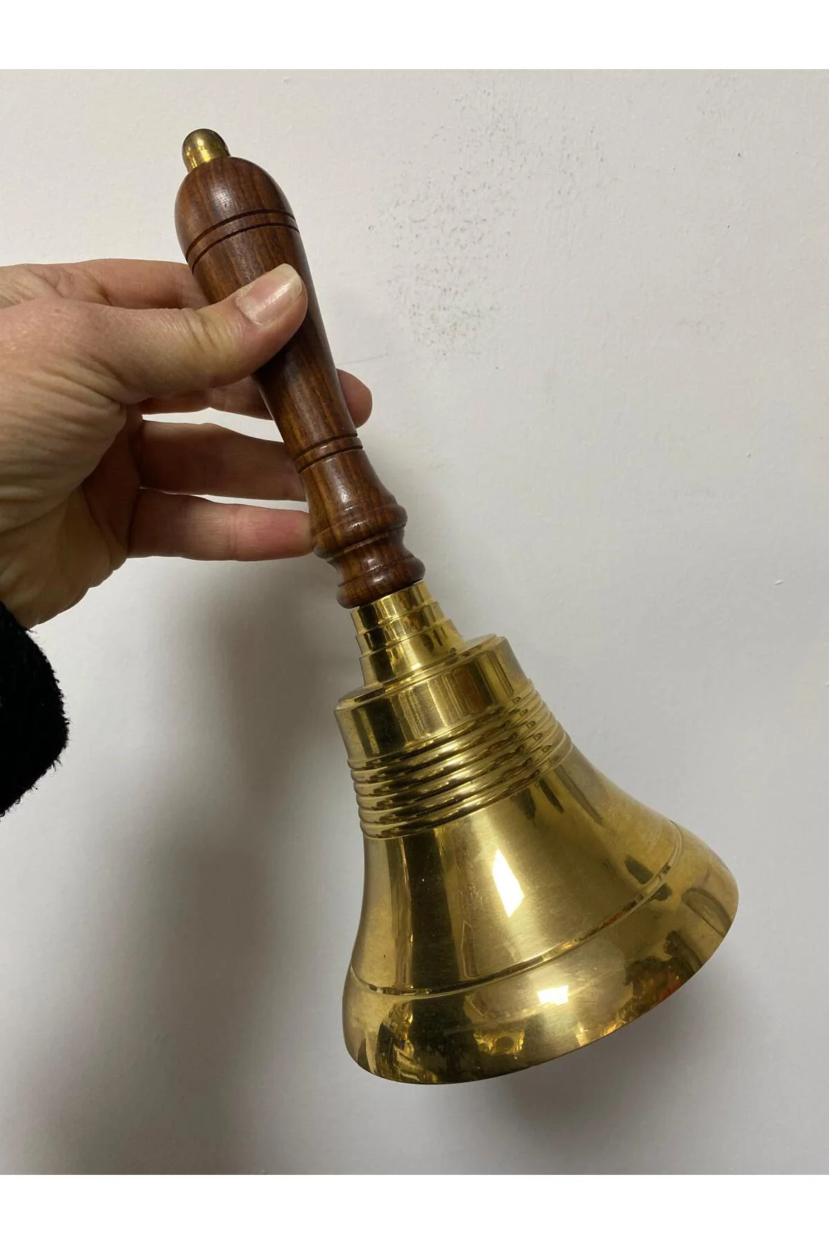Ahşap Pirinç El Çanı 24 cm