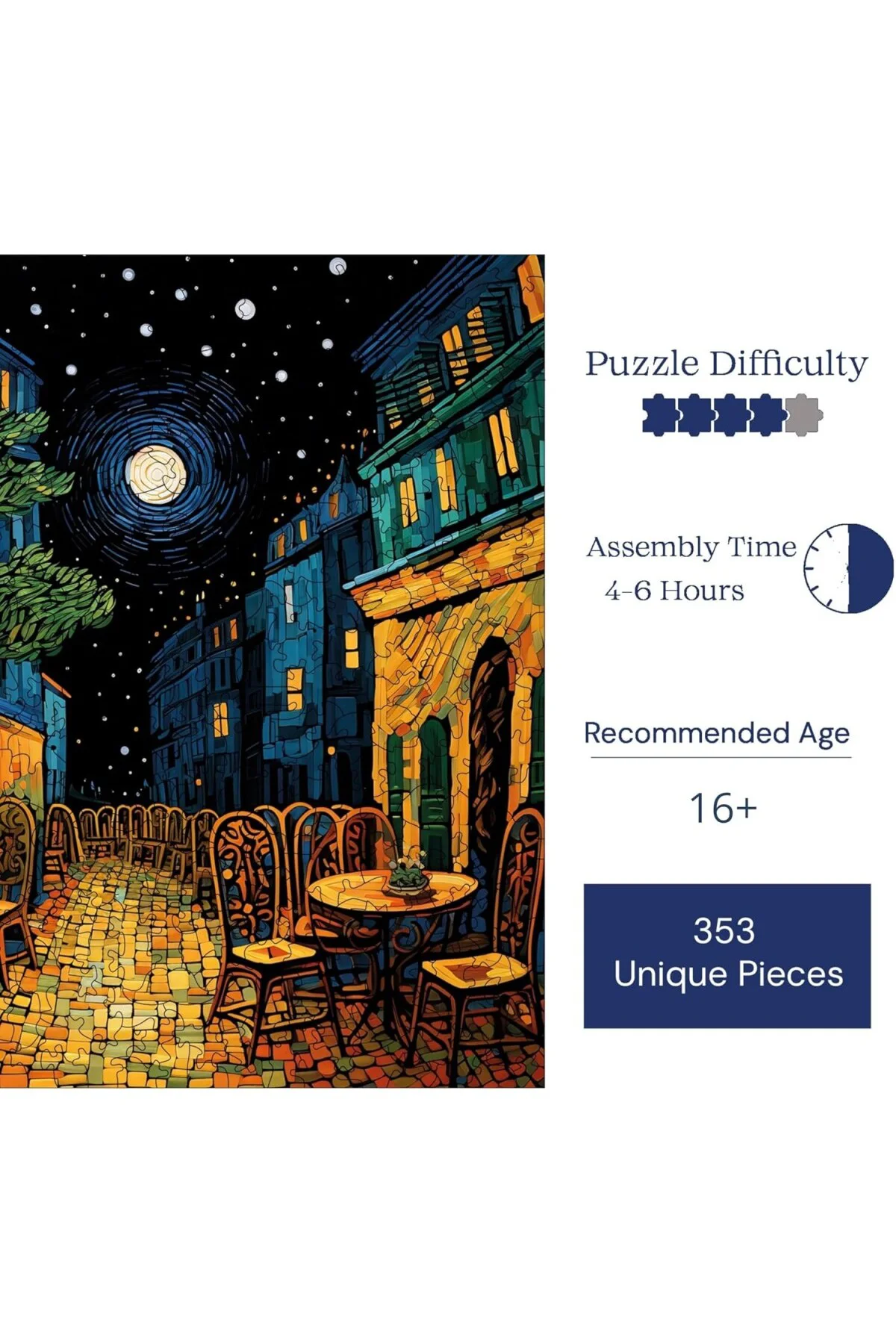 Ahşap Puzzle Yetişkin - Van Gogh Kafe Terasta Gece Reprodüksiyonu