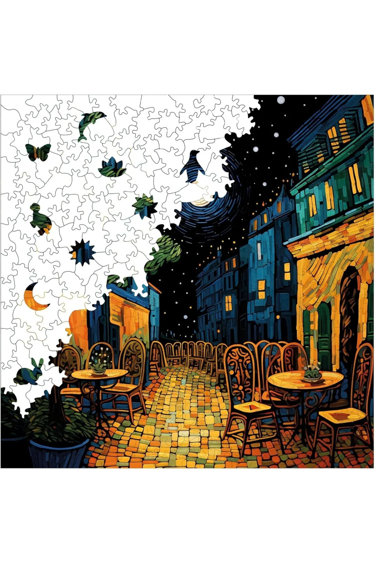 Ahşap Puzzle Yetişkin - Van Gogh Kafe Terasta Gece Reprodüksiyonu