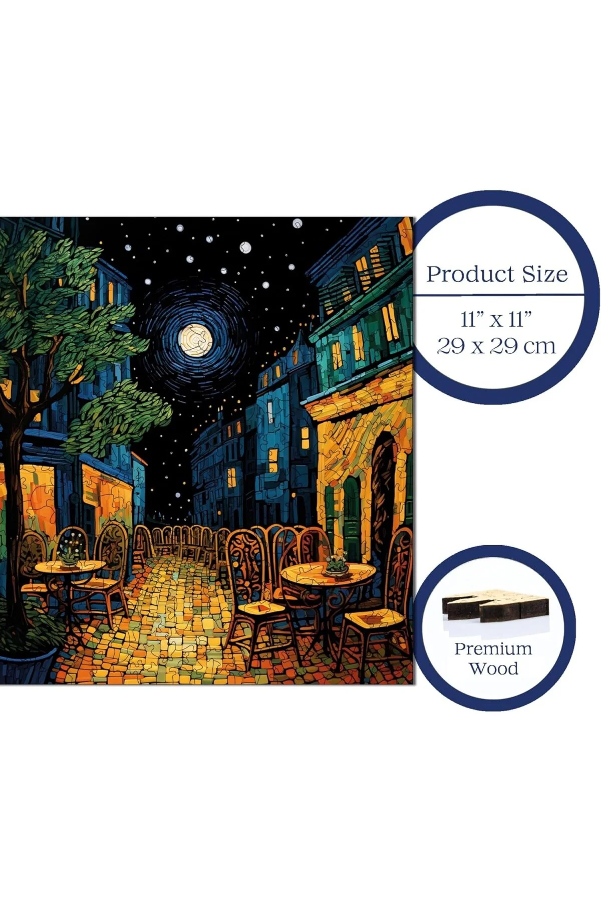Ahşap Puzzle Yetişkin - Van Gogh Kafe Terasta Gece Reprodüksiyonu