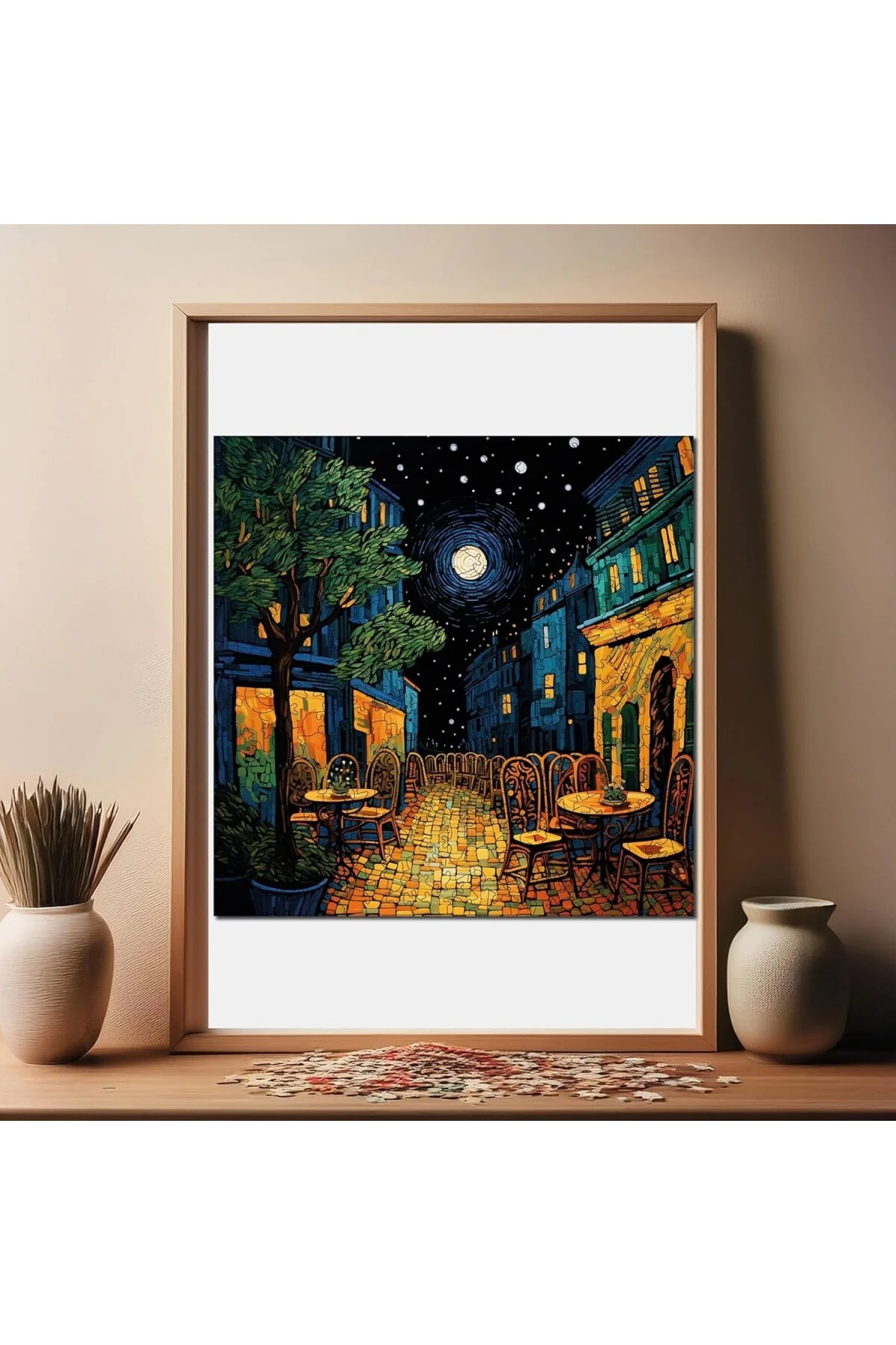 Ahşap Puzzle Yetişkin - Van Gogh Kafe Terasta Gece Reprodüksiyonu