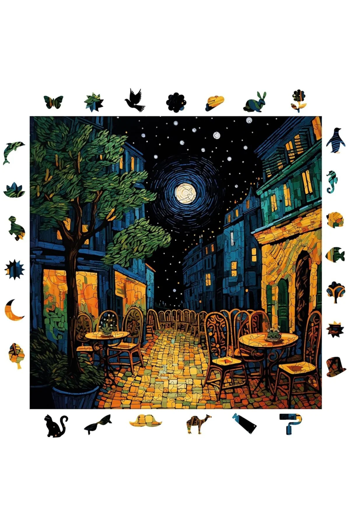 Ahşap Puzzle Yetişkin - Van Gogh Kafe Terasta Gece Reprodüksiyonu
