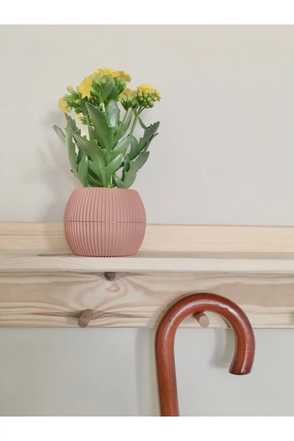 Ahşap Raflı Dekoratif Duvar Askılığı Doğal Ağaç