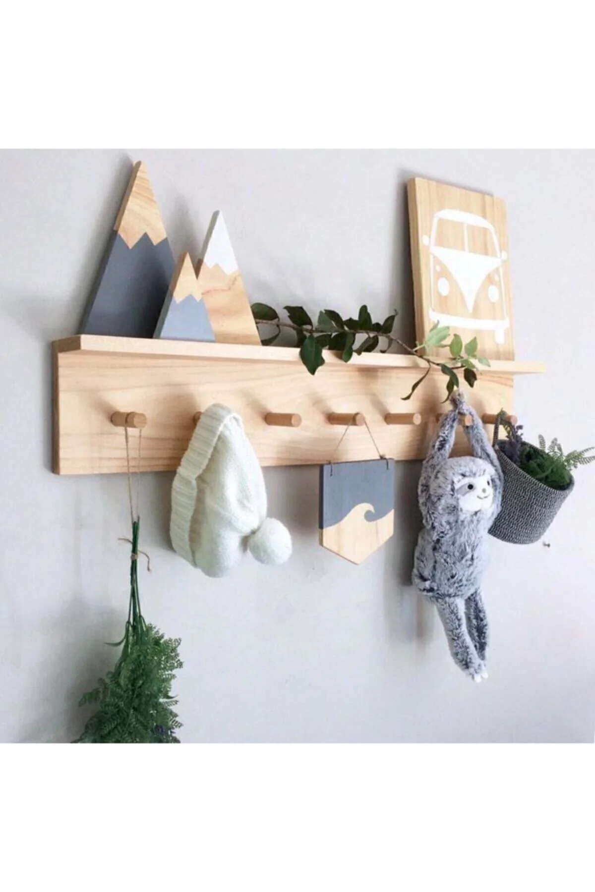 Ahşap Raflı Duvar Askılığı 2 Adet 70cm&50cm