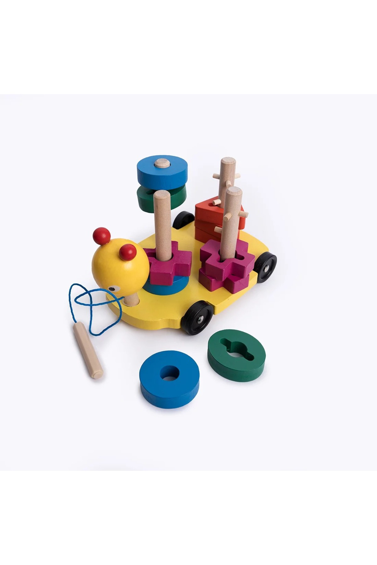 Elif Aksesuar Ahşap Renkli Hayvan Figürlü Vagon Araba