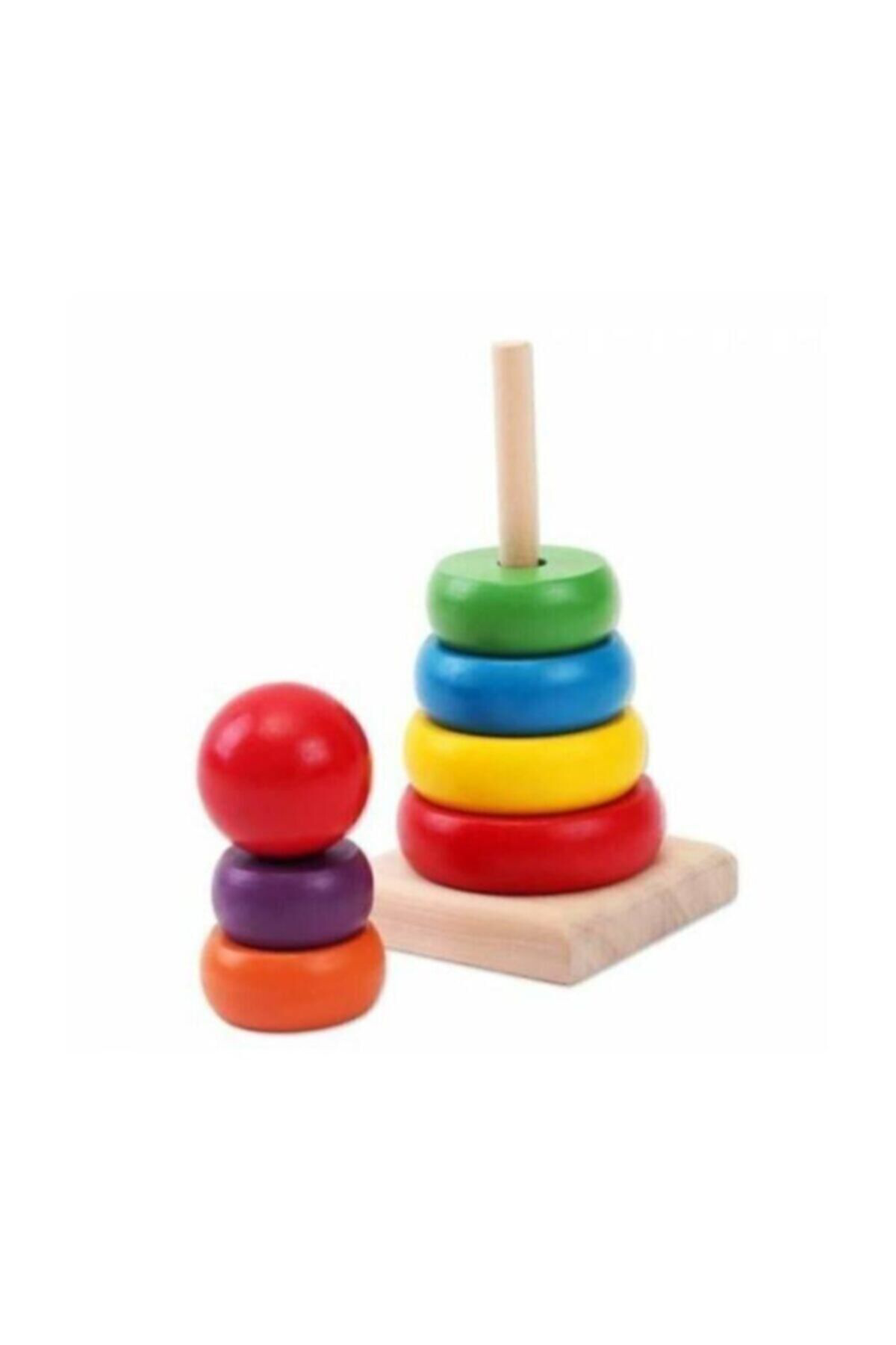 Wooden Toys Ahşap Renkli Kule Eğitici Oyuncak