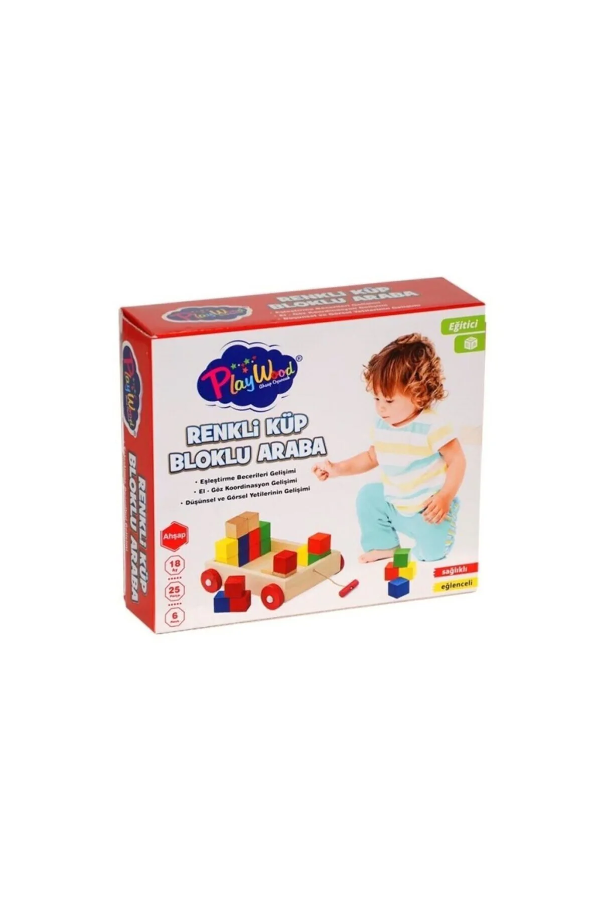 Ahşap Renkli Küp Bloklu Araba 312