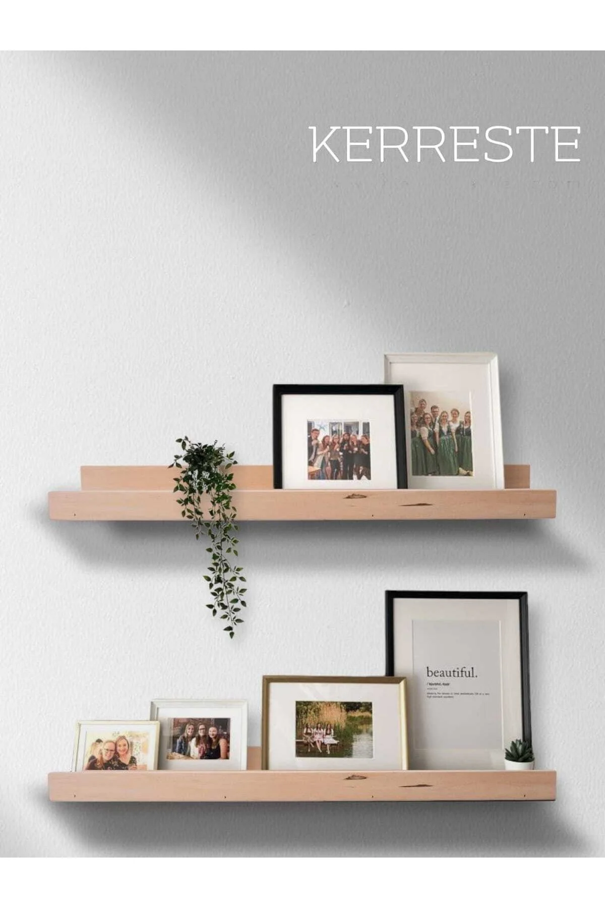 Ahşap Resim/çerçeve Duvar Rafı 2li Set 35x7
