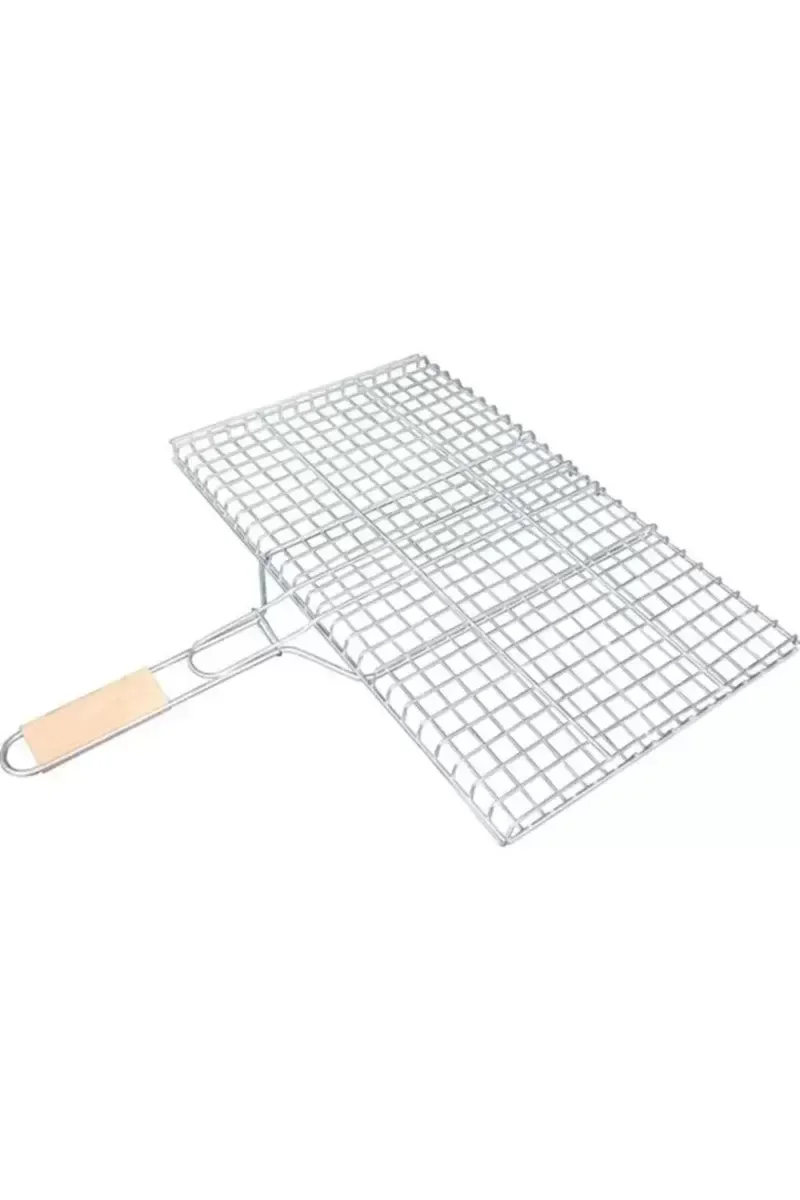 Ahşap Saplı Mangal Izgarası Galvanizli Paslanmaz Kafes Demir 32 x