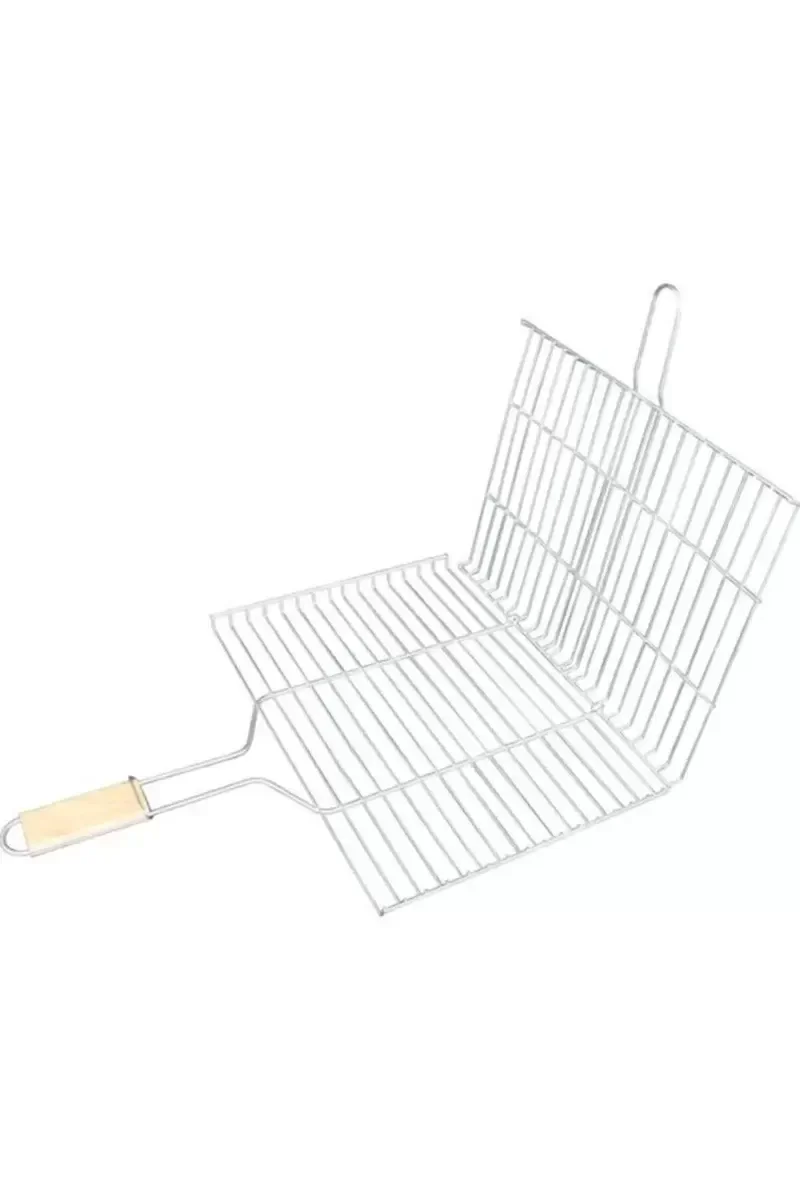 Ahşap Saplı Mangal Izgarası Galvanizli Paslanmaz Kafes Demir 32 x