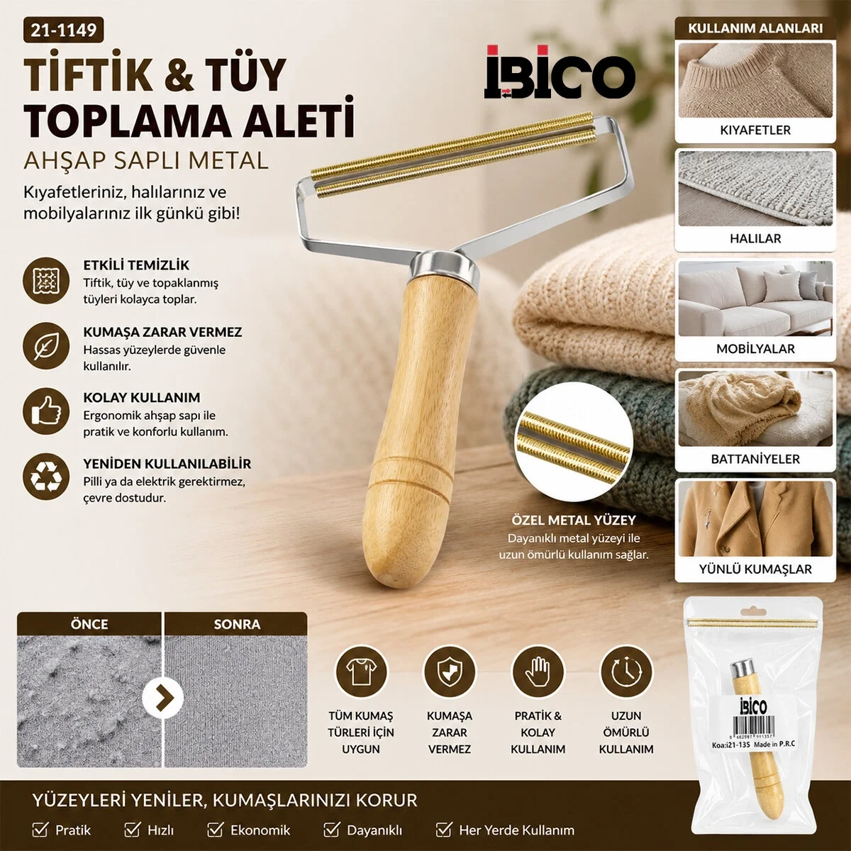 Ahşap Saplı Metal Tiftik Tüy Toplama Bx40 Fiyatı, Yorumları ve Özellikleri
