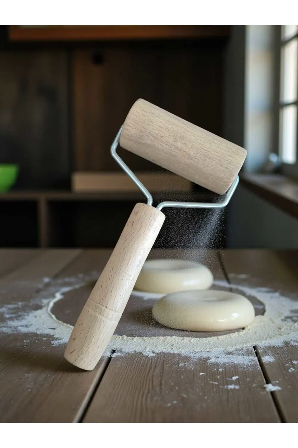 Ahşap Saplı Rulo Hamur Açıcı Merdane Pürüzsüz Oklava Pizza Börek