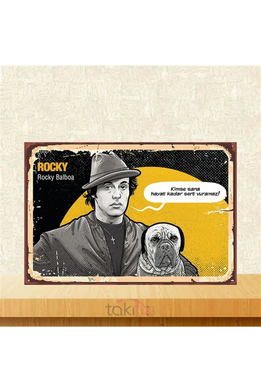 Ahşap Sert Vuramaz Rocky Balboa Retro Poster 20x30 cm