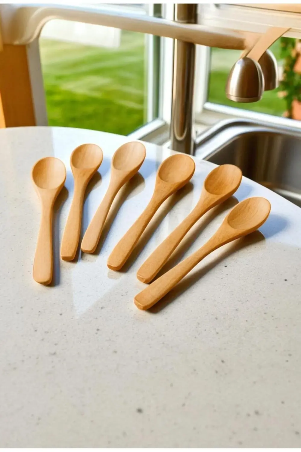 Ahşap Servis Kaşığı 17 cm Doğal Yemek Kaşığı – 6 Adet