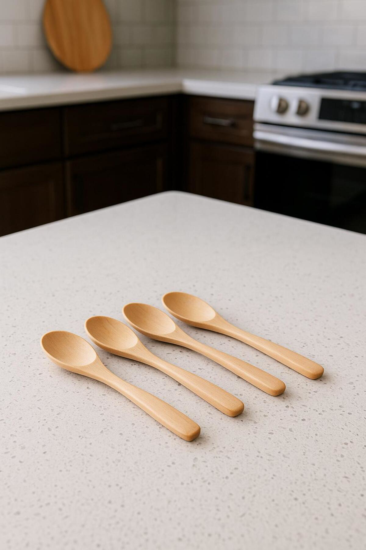 Ahşap Servis Kaşığı 17 cm Doğal Yemek Kaşığı – 4 Adet