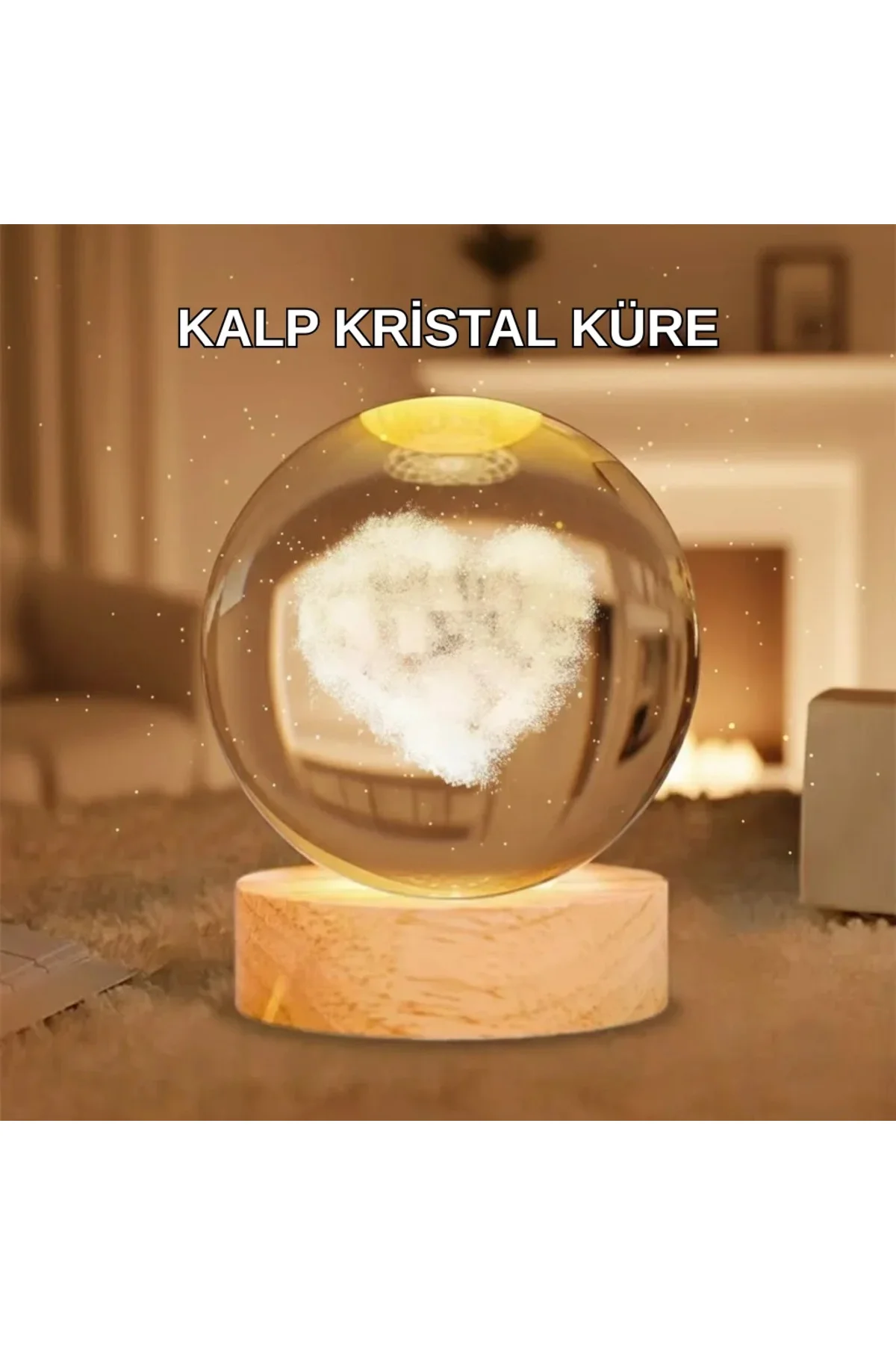 Ahşap Standlı Kalp Motifli Işıklı Cam Küre Hediye Seçeneği Ahşap Standlı Kalp Motifli Işıklı Cam Küre Hediye Seçeneği