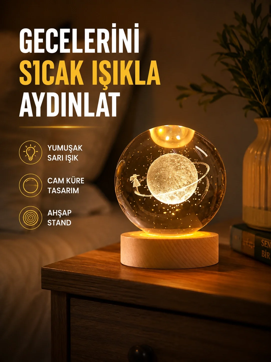 Ahşap Standlı Sarı Işıklı Dekoratif Küre Kız Figürü Tasarım Fiyatı, Yorumları ve Özellikleri