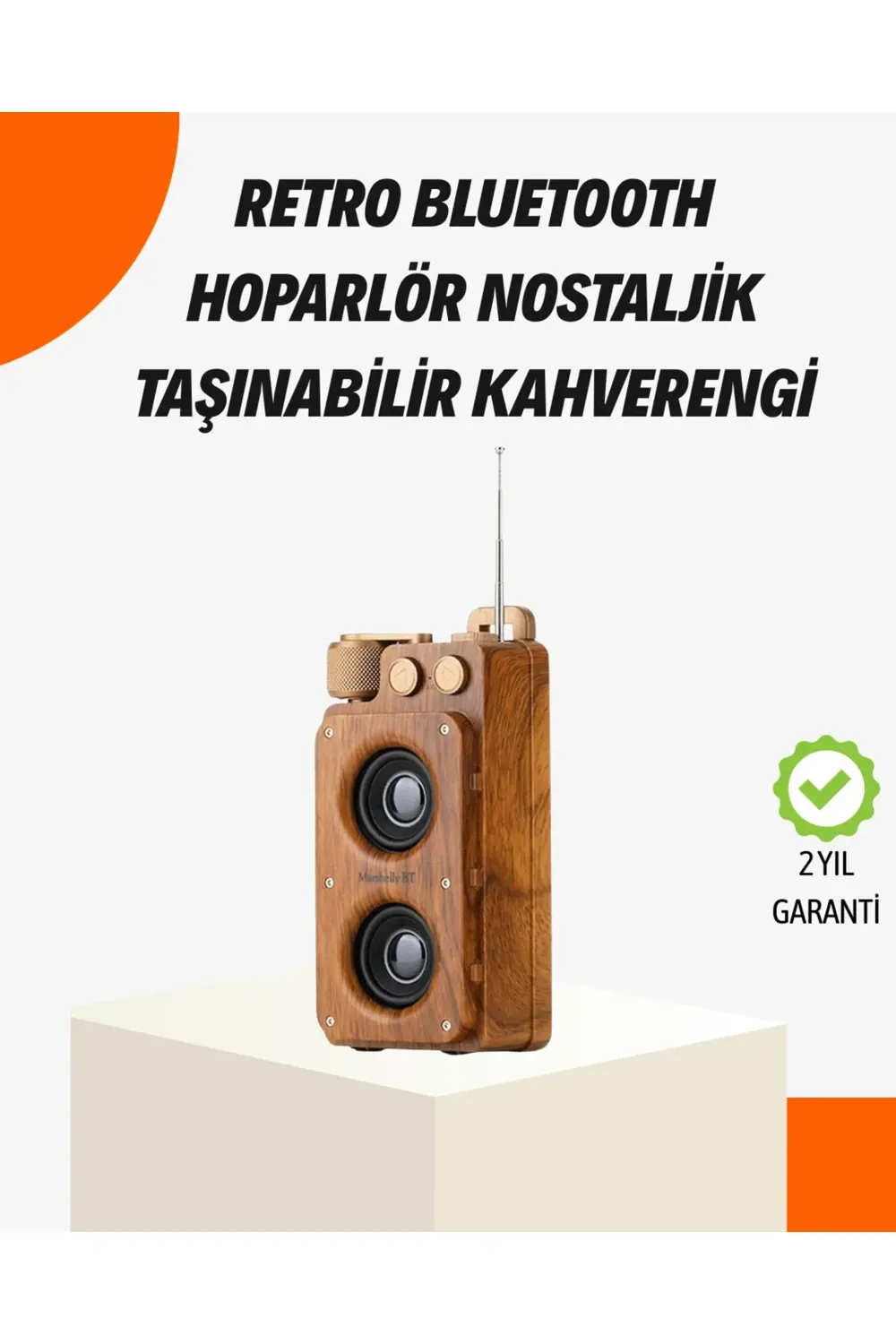 Ahşap Tarzı Kablosuz Hoparlör 5W Güçlü Bass TF USB AUX