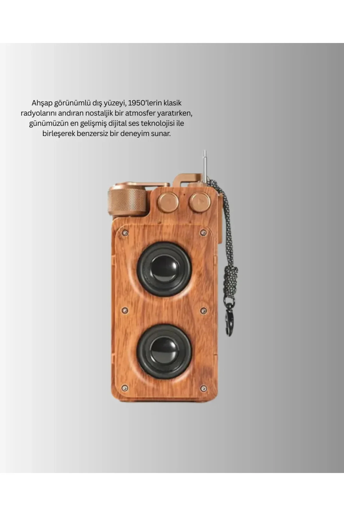 Ahşap Tarzı Kablosuz Hoparlör 5W Güçlü Bass TF USB AUX