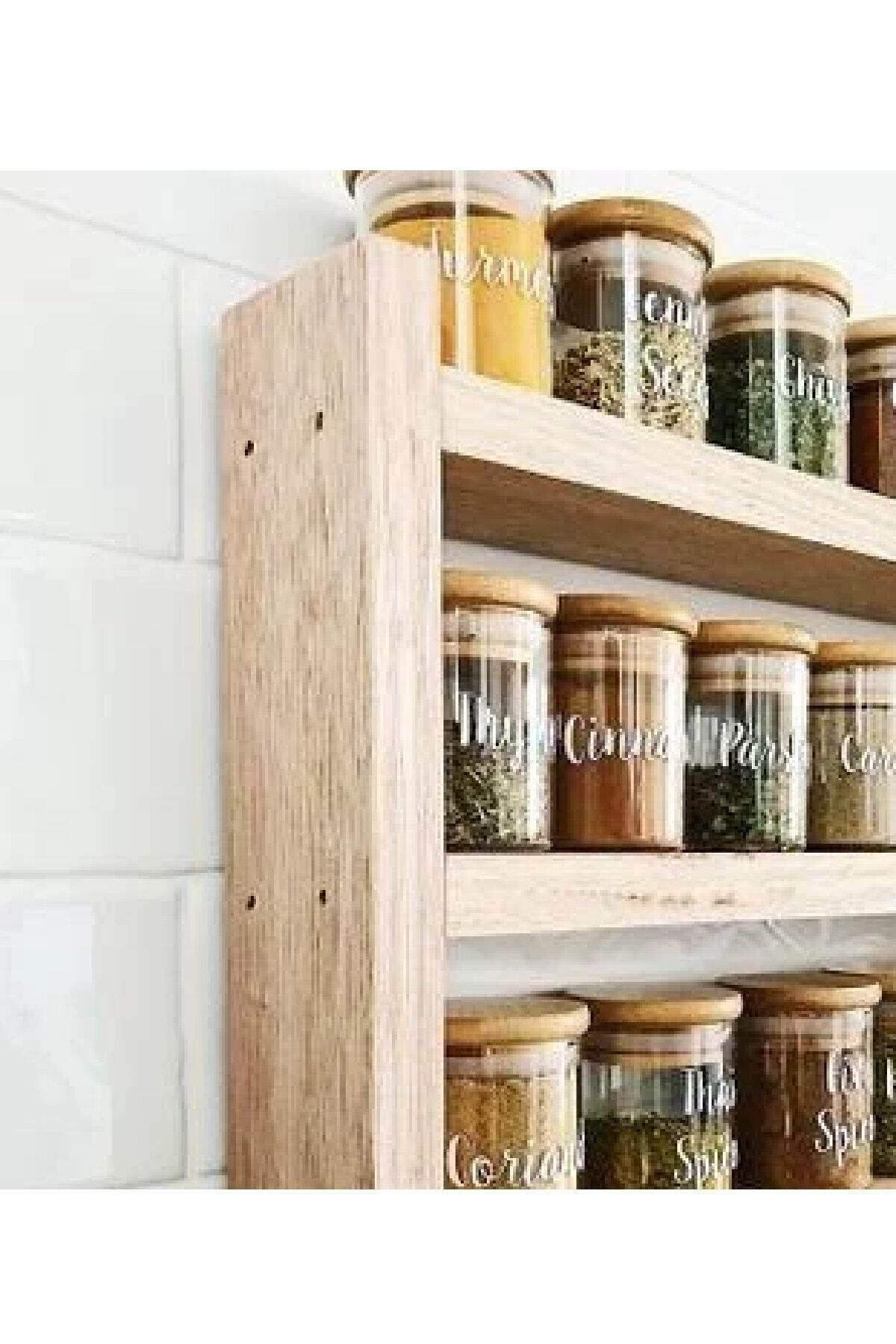Farcart Ahşap Tasarim Baharatlik Dekoratif Mutfak Rafi