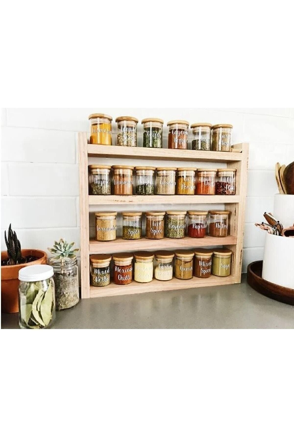 Farcart Ahşap Tasarim Baharatlik Dekoratif Mutfak Rafi