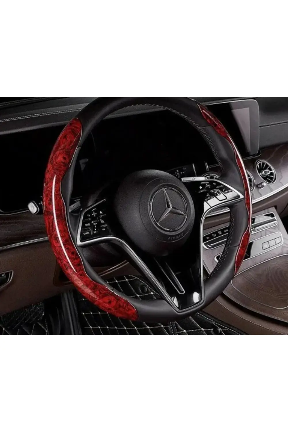 Ahşap Tasarımlı Direksiyon Simidi Koruma Kılıfı 2 li