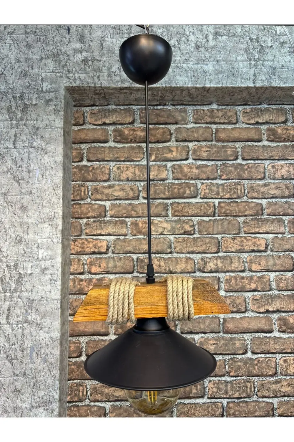 Apex Avize Ahşap Tekli  Şapkalı  Ceviz