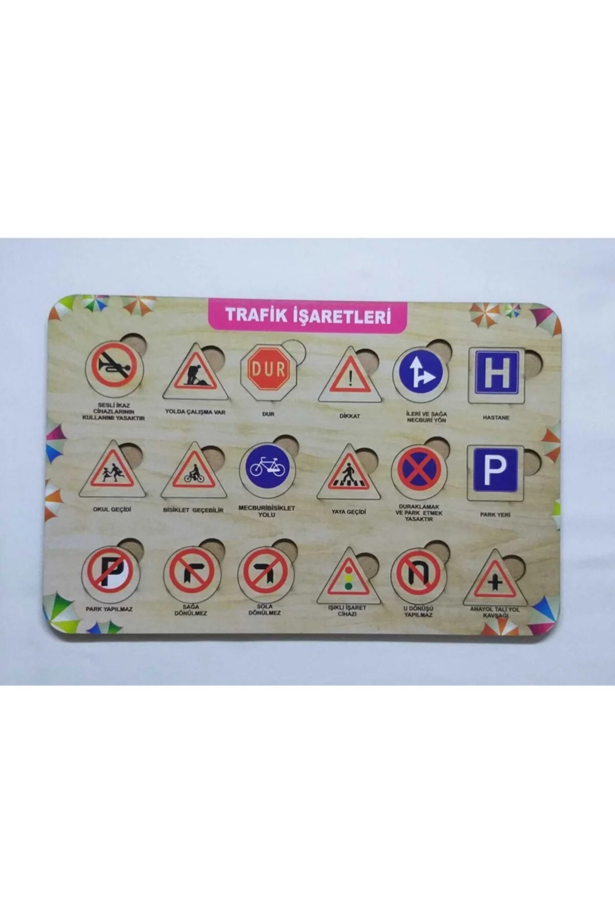 Ahşap Trafik Işaretleri Puzzle Eğitici Oyuncak