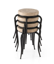 Ahtapot Tabure Nubuk 4 Lü Set Siyah Ayak