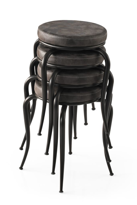 Ahtapot Tabure Nubuk 4 Lü Set Siyah Ayak