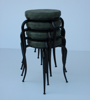 Ahtapot Tabure Nubuk 4 Lü Set Siyah Ayak