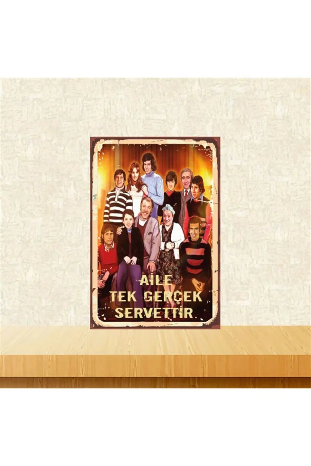 Aile Tek Gerçek Servettir 20-30 Cm Retro Ahşap Tablo Tkfx4927