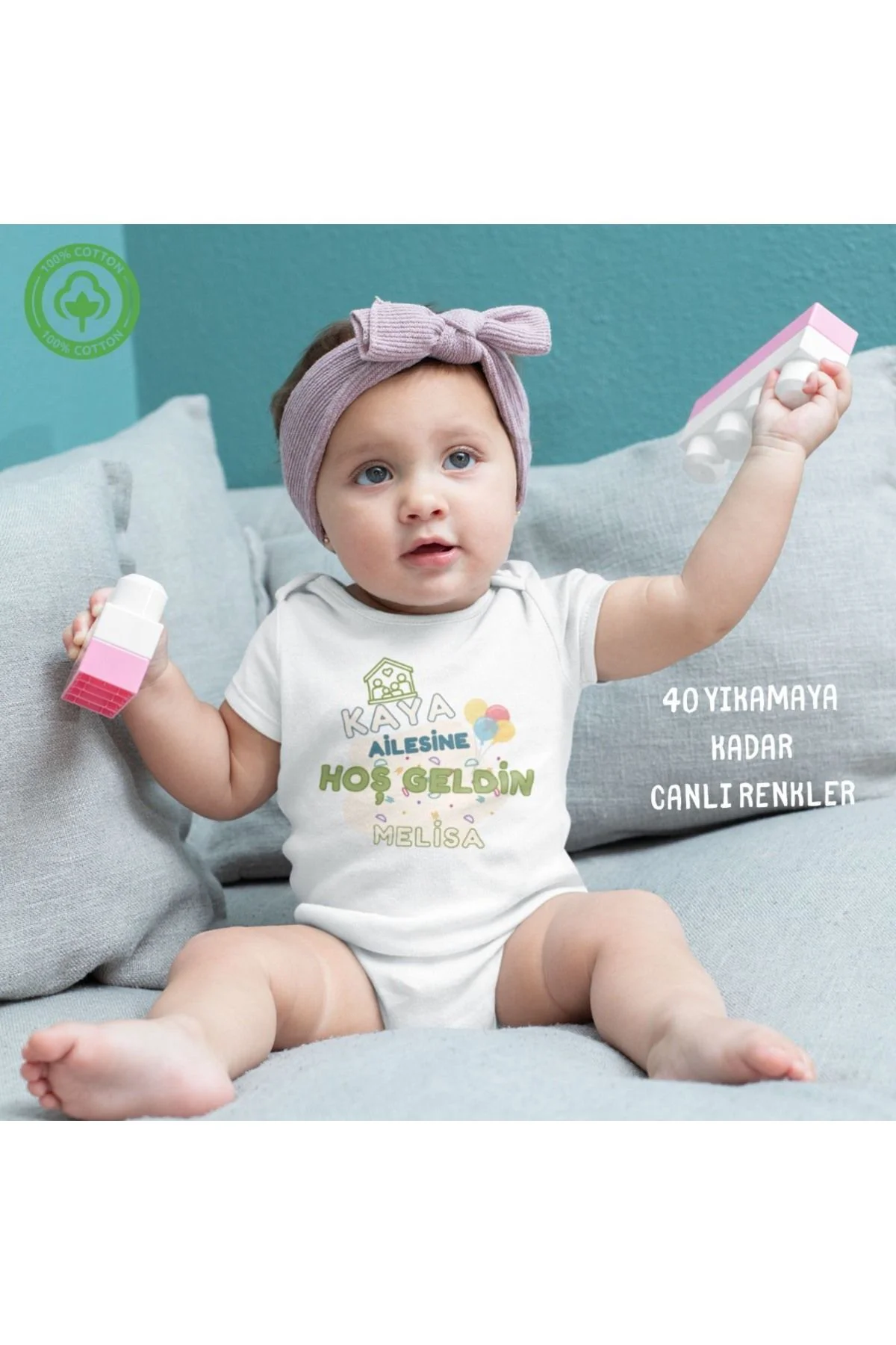 Ailesine Hoş Geldin bebek Yazılı Kişiye Özel Bebek Zıbın