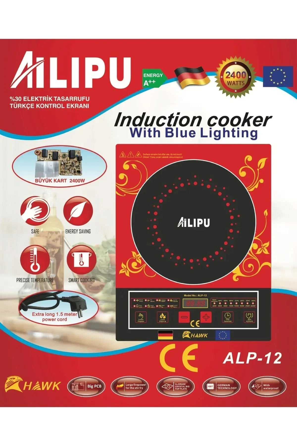 Ailipu Alp-12 Lazer Elektirikli Ocak Alipu Büyük Kart 2400 W Ailipu Alp-12 Lazer Elektirikli Ocak Alipu Büyük Kart 2400 W - Görsel 3