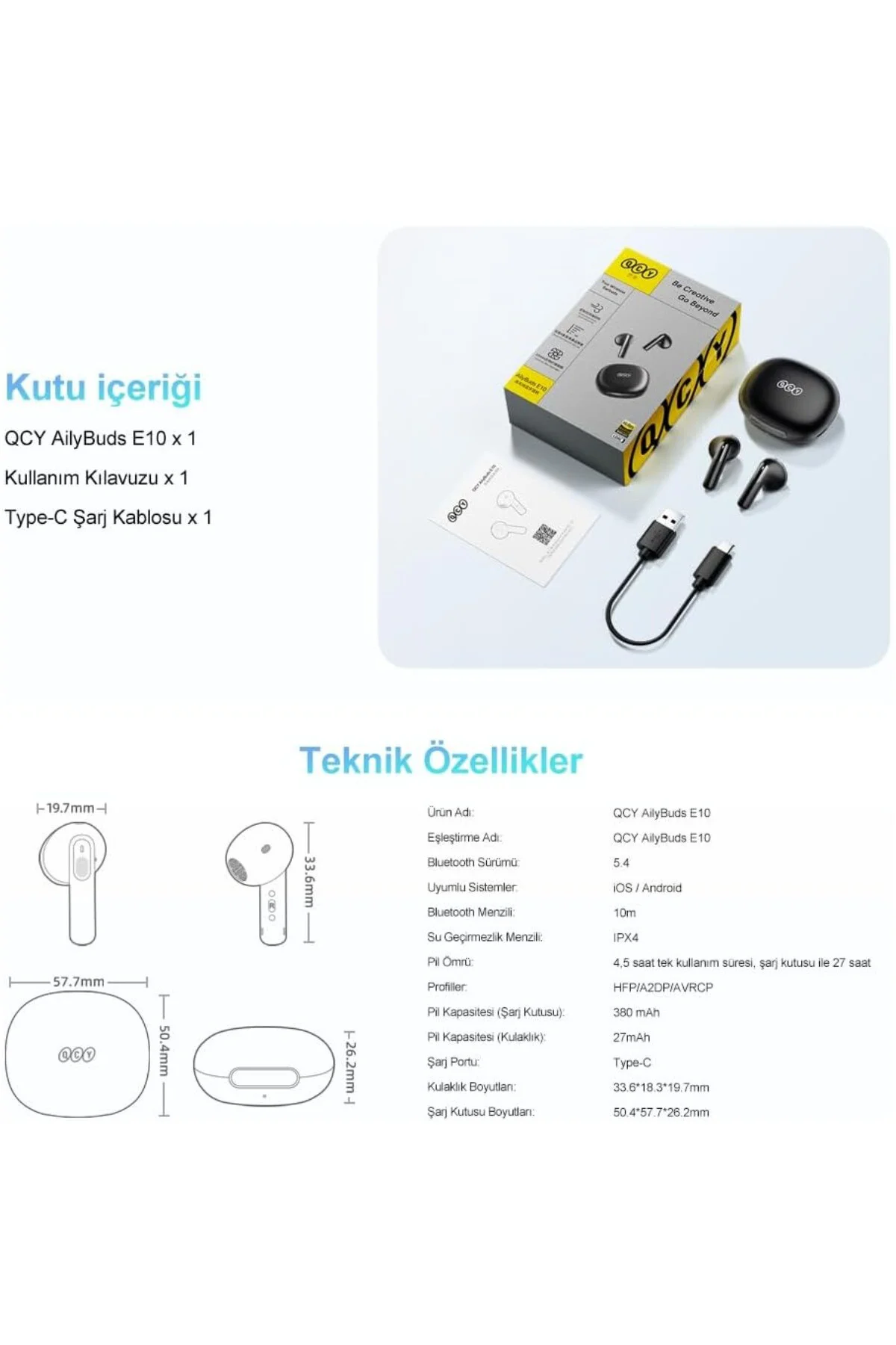 AilyBuds E10 Bluetooth Kulaklık - HiRes - LDAC - Çift Cihaz - Oyun Modu 4 Mics ENC Kulak