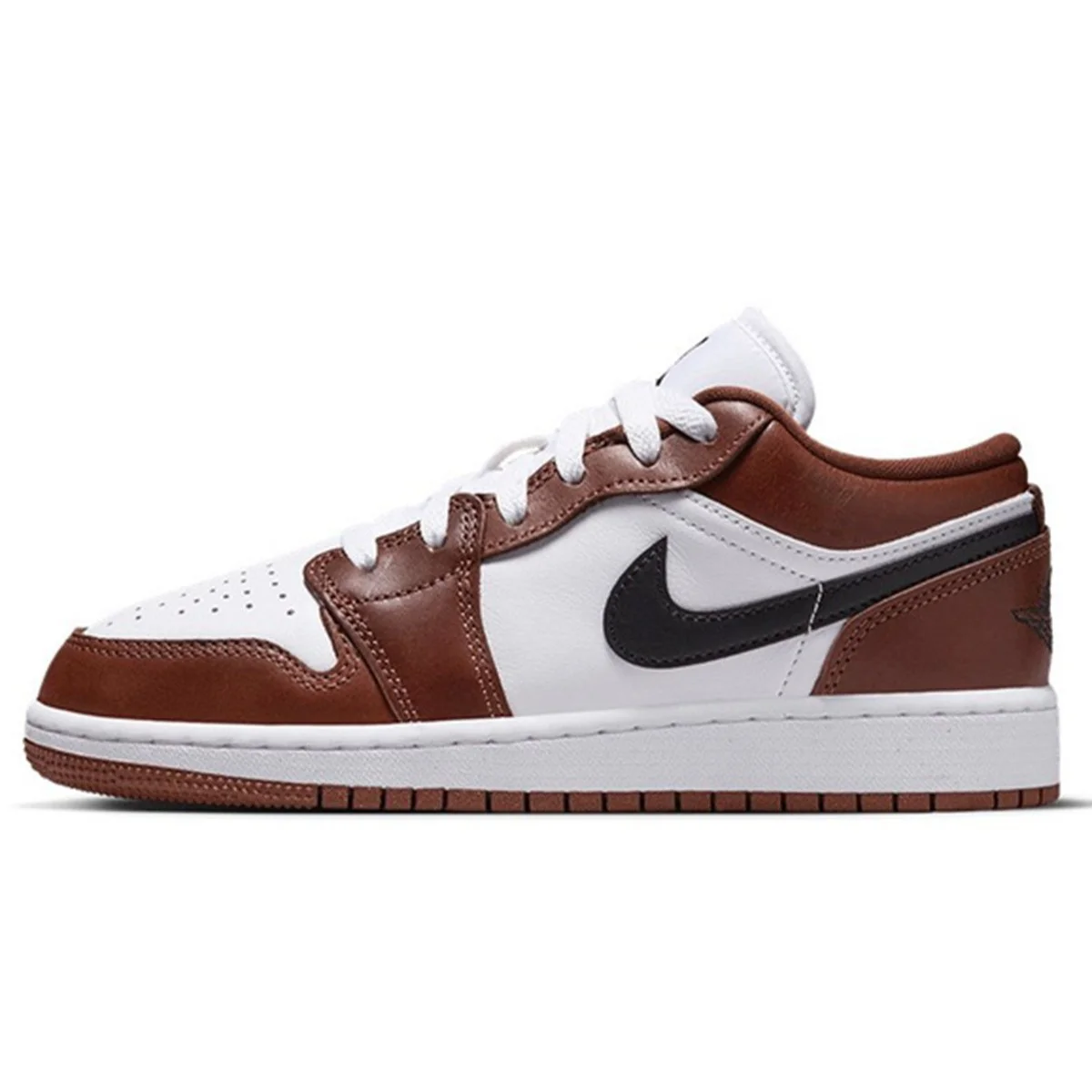 Air Jordan 1 Low Special Edition Leather Unisex Sneaker Hakiki Deri Günlük Spor Ayakkabı Beyaz Kahverengi