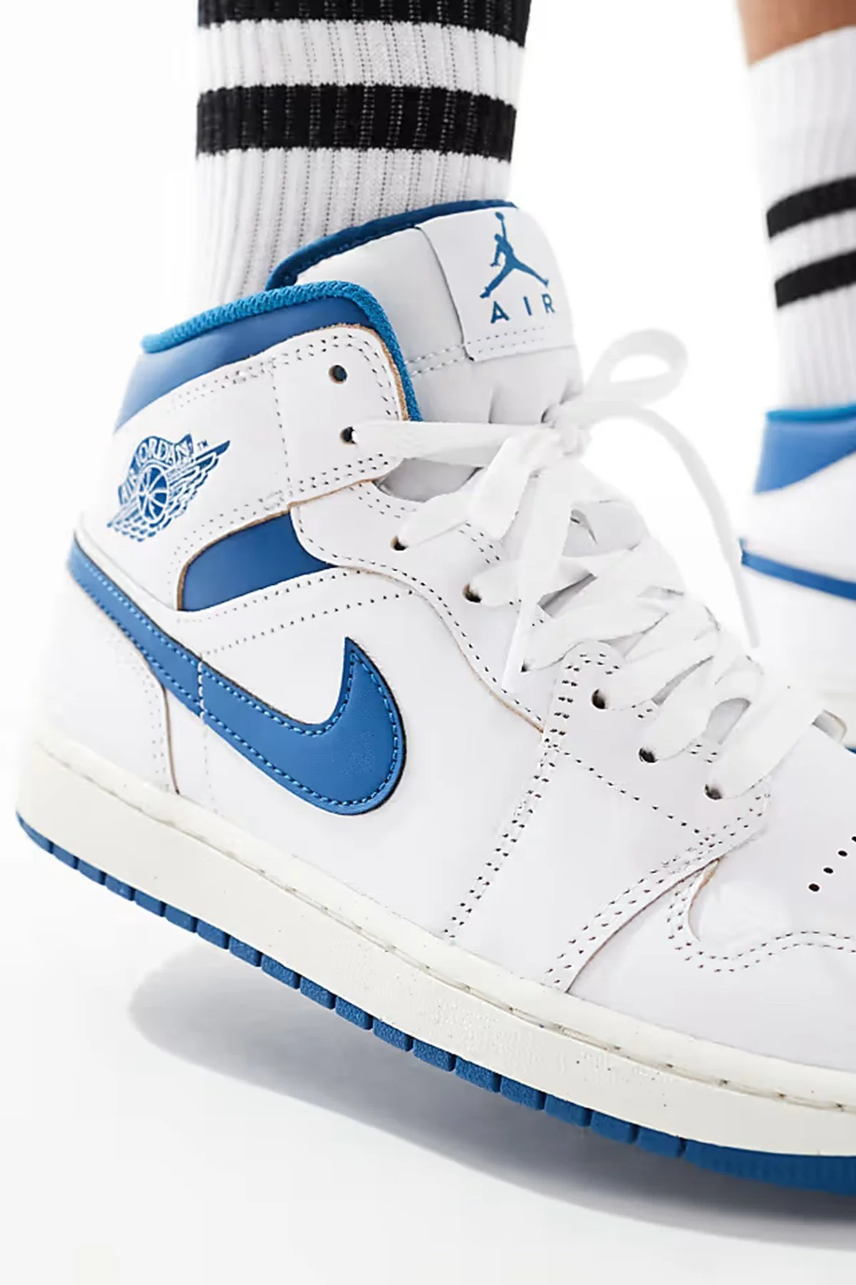 Air Jordan 1 Mid Special Edition Leather Unisex Sneaker Hakiki Deri Bilekli  Günlük Spor Ayakkabı Beyaz