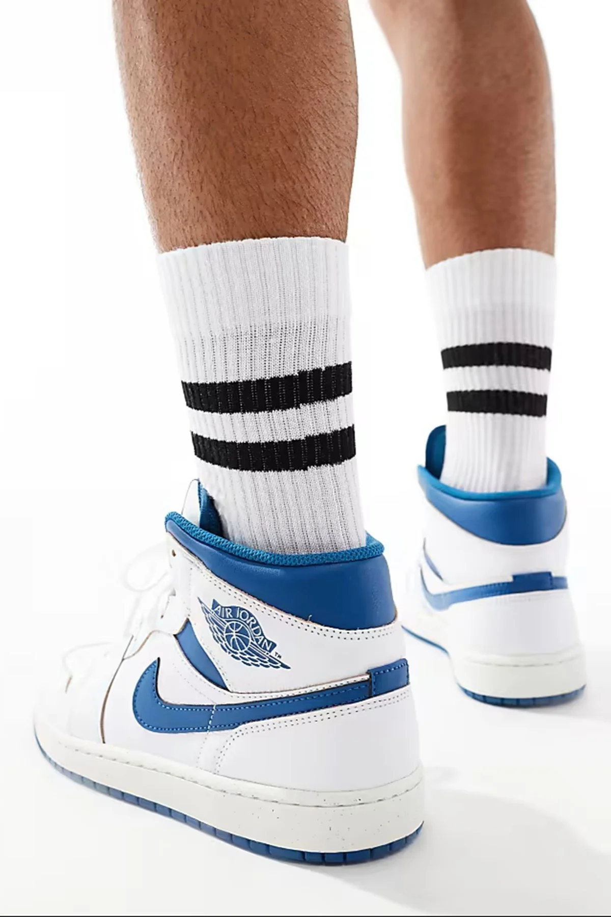 Air Jordan 1 Mid Special Edition Leather Unisex Sneaker Hakiki Deri Bilekli  Günlük Spor Ayakkabı Beyaz