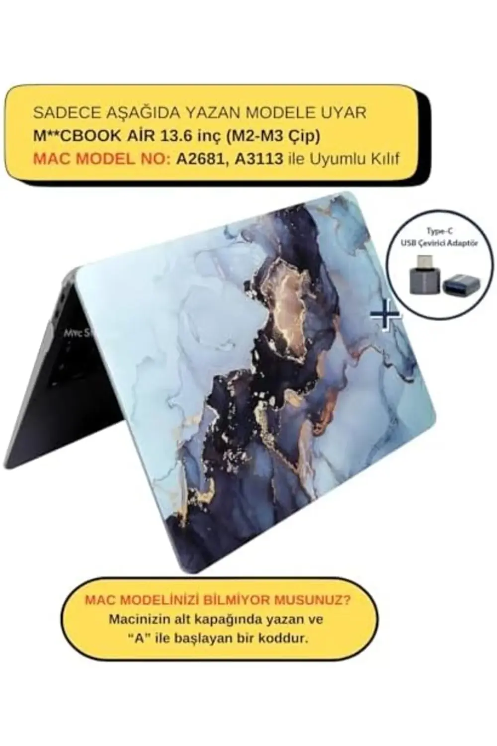 Air Kılıf 13.6 inç M2-M3 Marble14NL ( 'li Air 13.6") A2681 A3113