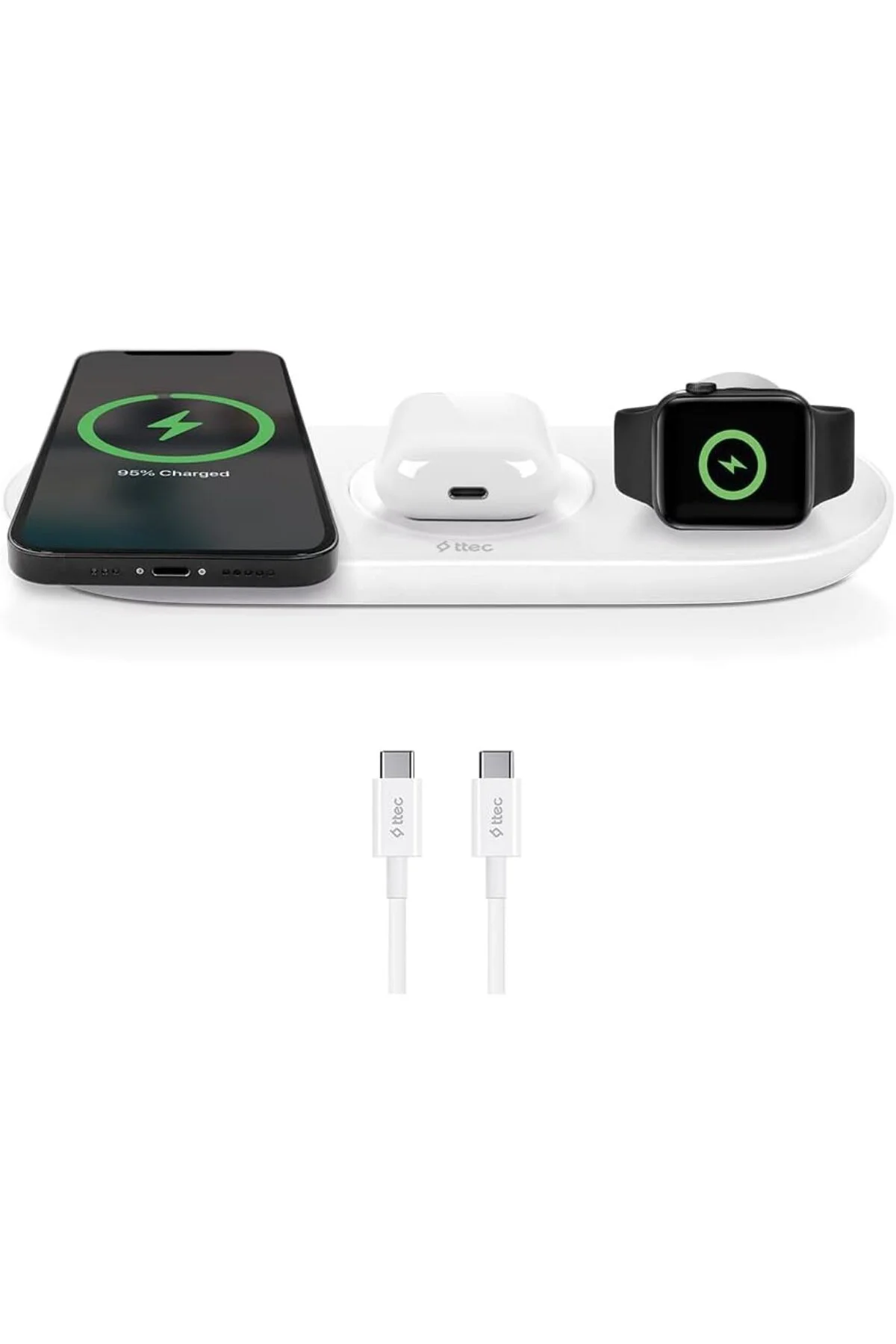 AirCharger Trio 3’ü 1 Arada iPhoneWatch + AirPods Kablosuz Hızlı Şarj Aleti