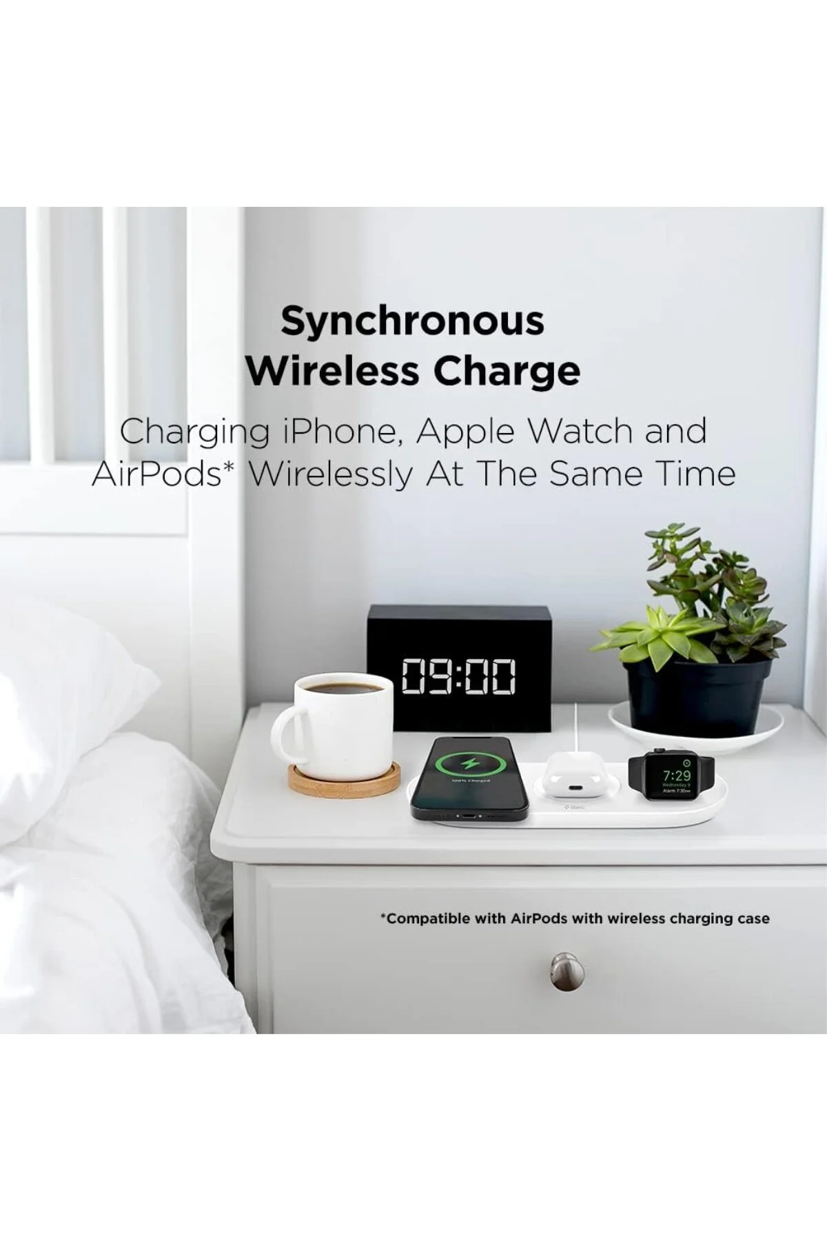 AirCharger Trio 3’ü 1 Arada iPhoneWatch + AirPods Kablosuz Hızlı Şarj Aleti