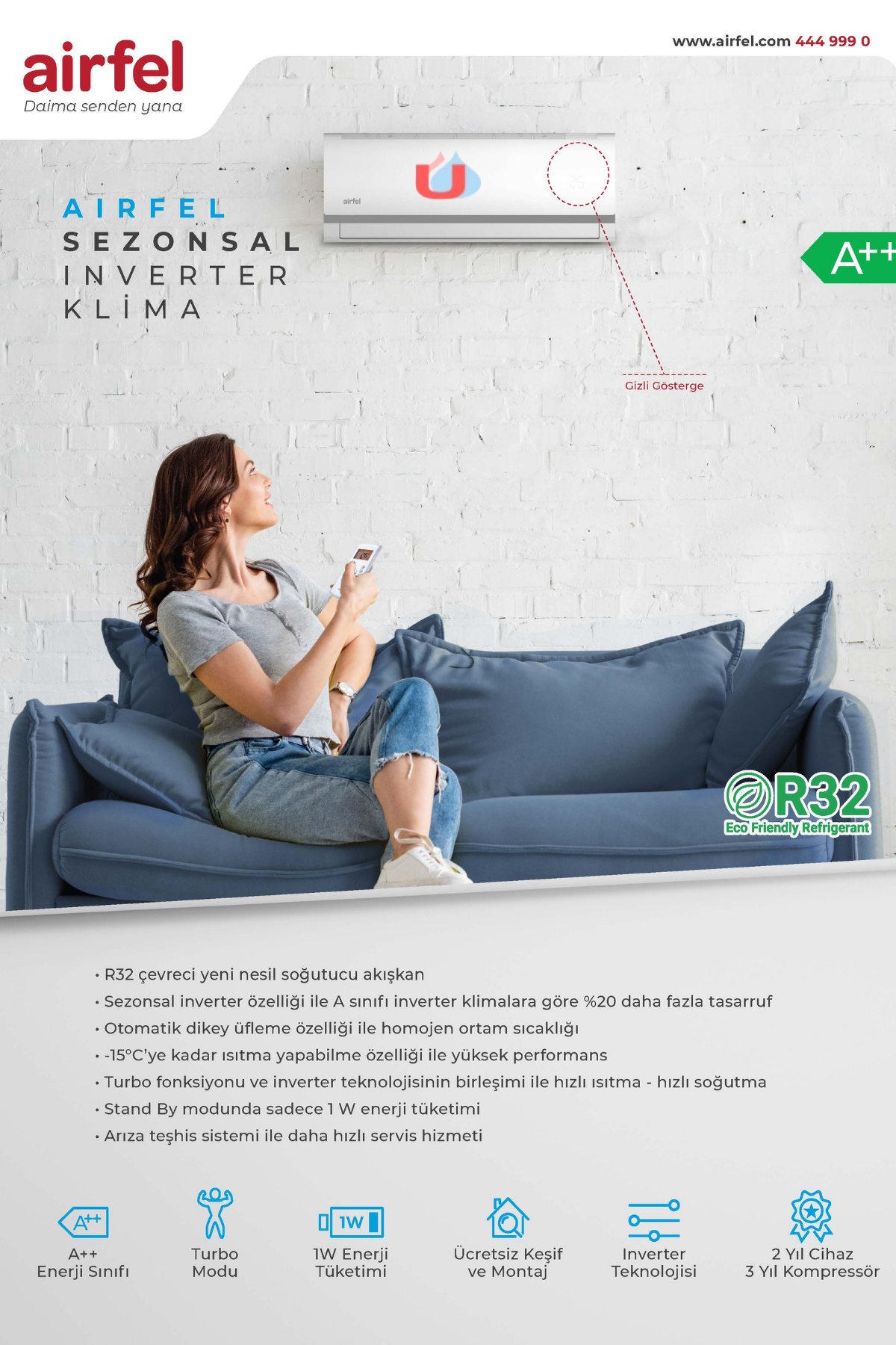 Airfel  Ltxm71n 24000 Btu İnverter Duvar Tipi Klima R32 A++ (Monta