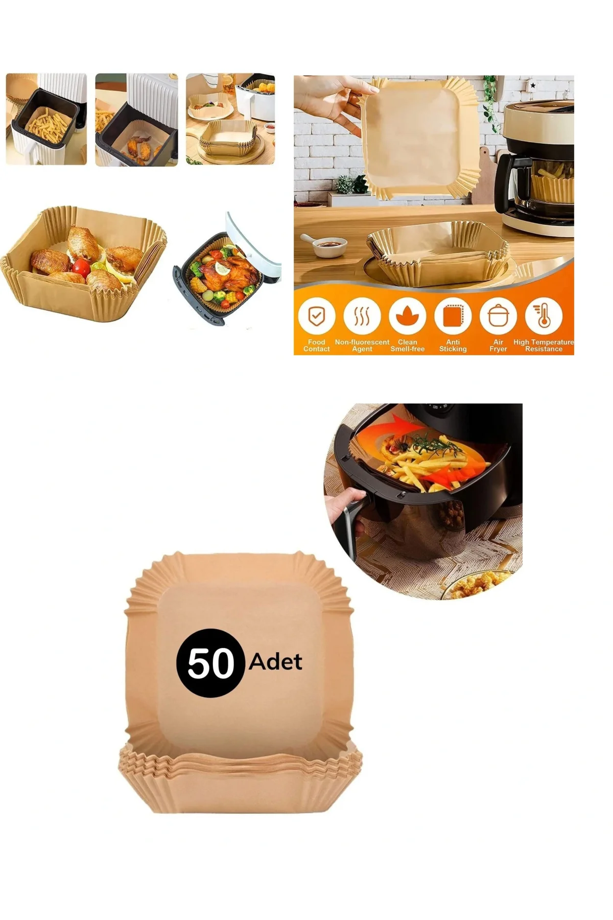 Airfreyer Fritöz Kağıdı Kare Xl / Xxl 50Li Airfreyer Fritöz Kağıdı Kare Xl / Xxl 50Li - Görsel 2
