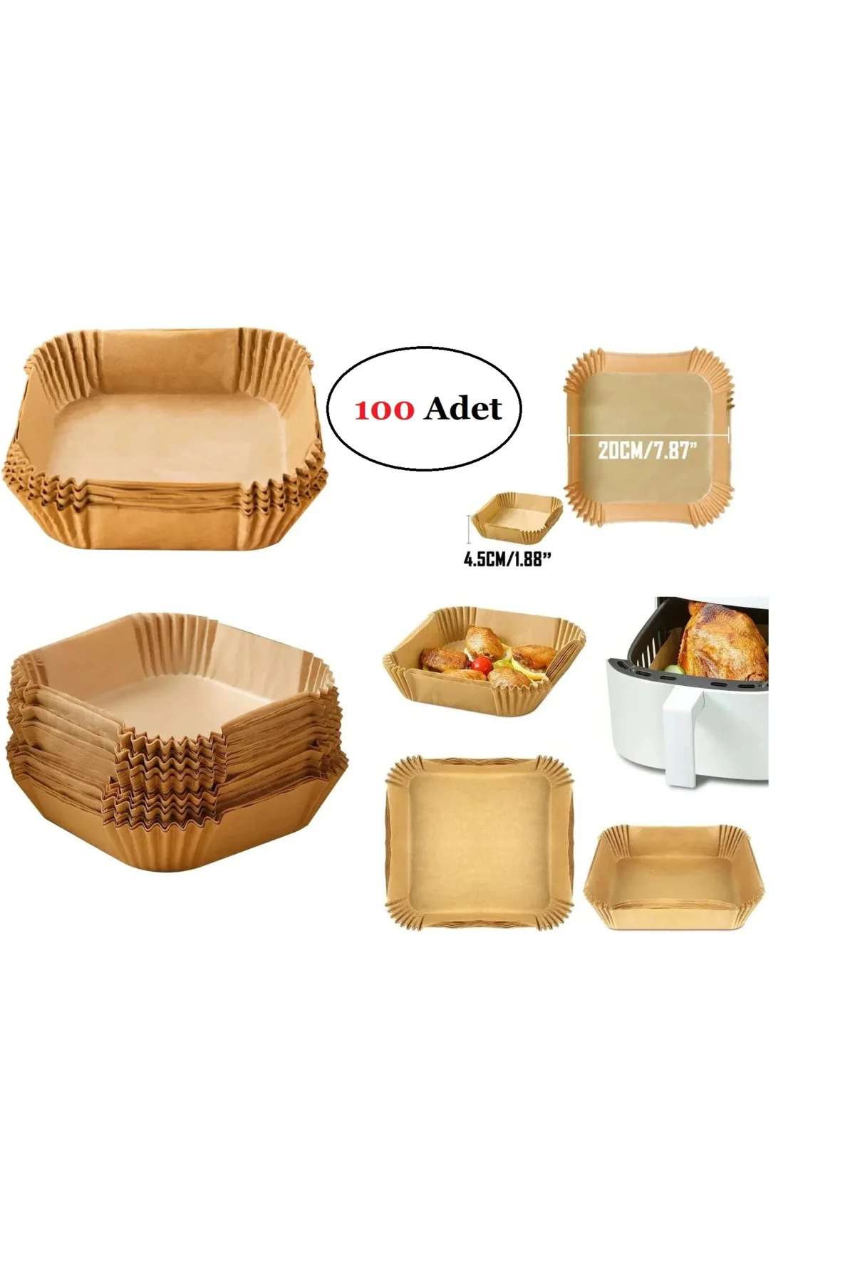 Airfreyer Fritöz Kağıdı Kare Xl / Xxl 100Lü - Görsel 2