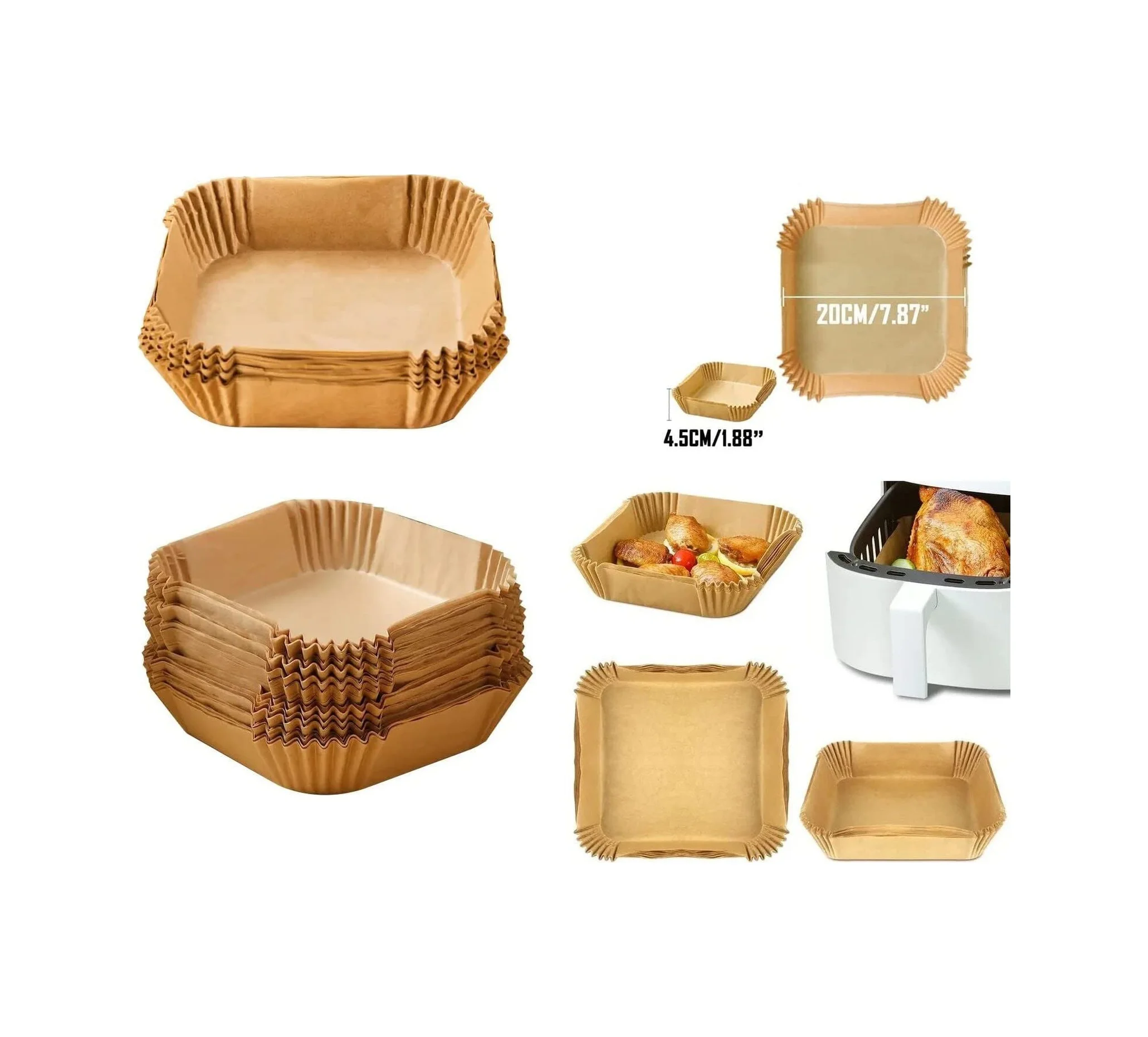 Airfreyer Fritöz Kağıdı Kare Xl / Xxl 50li Diğer