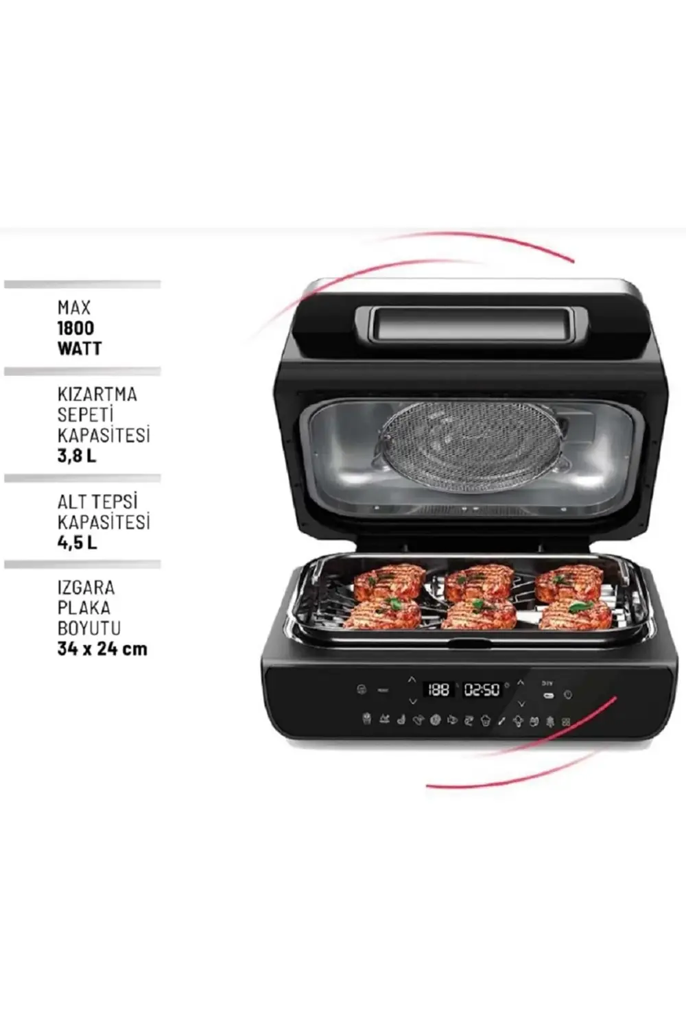 Arnica Airfryer & Grill İzgaralı Sıcak Hava Fritözü Gh22100